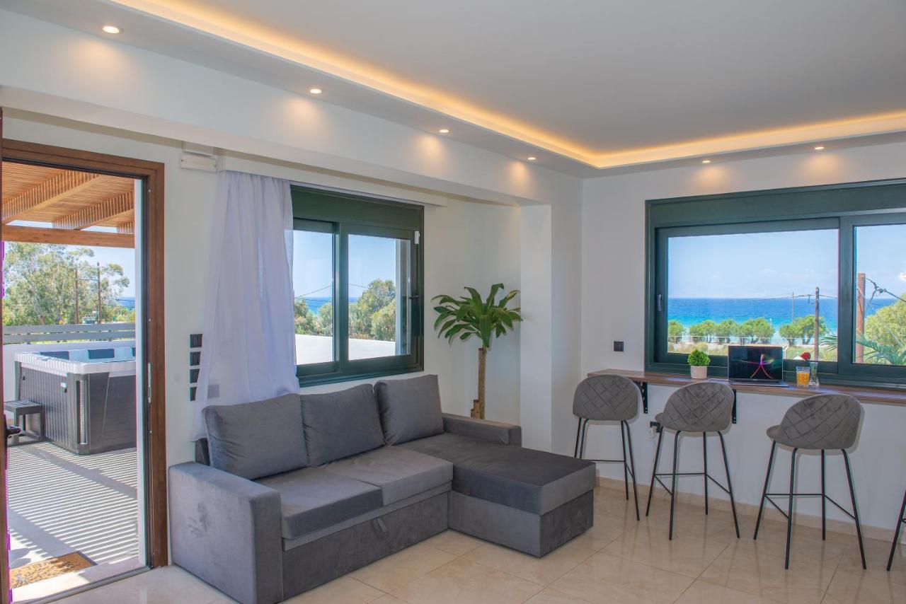 Odyssea Top View & Hot Jacuzzi Front Beach Kremasti  Ngoại thất bức ảnh